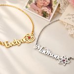 Personalized Birthstone Birth Flower Steering Wheel Charm Chain Car Accessories Birthday Gift for Family Friend Car Owner