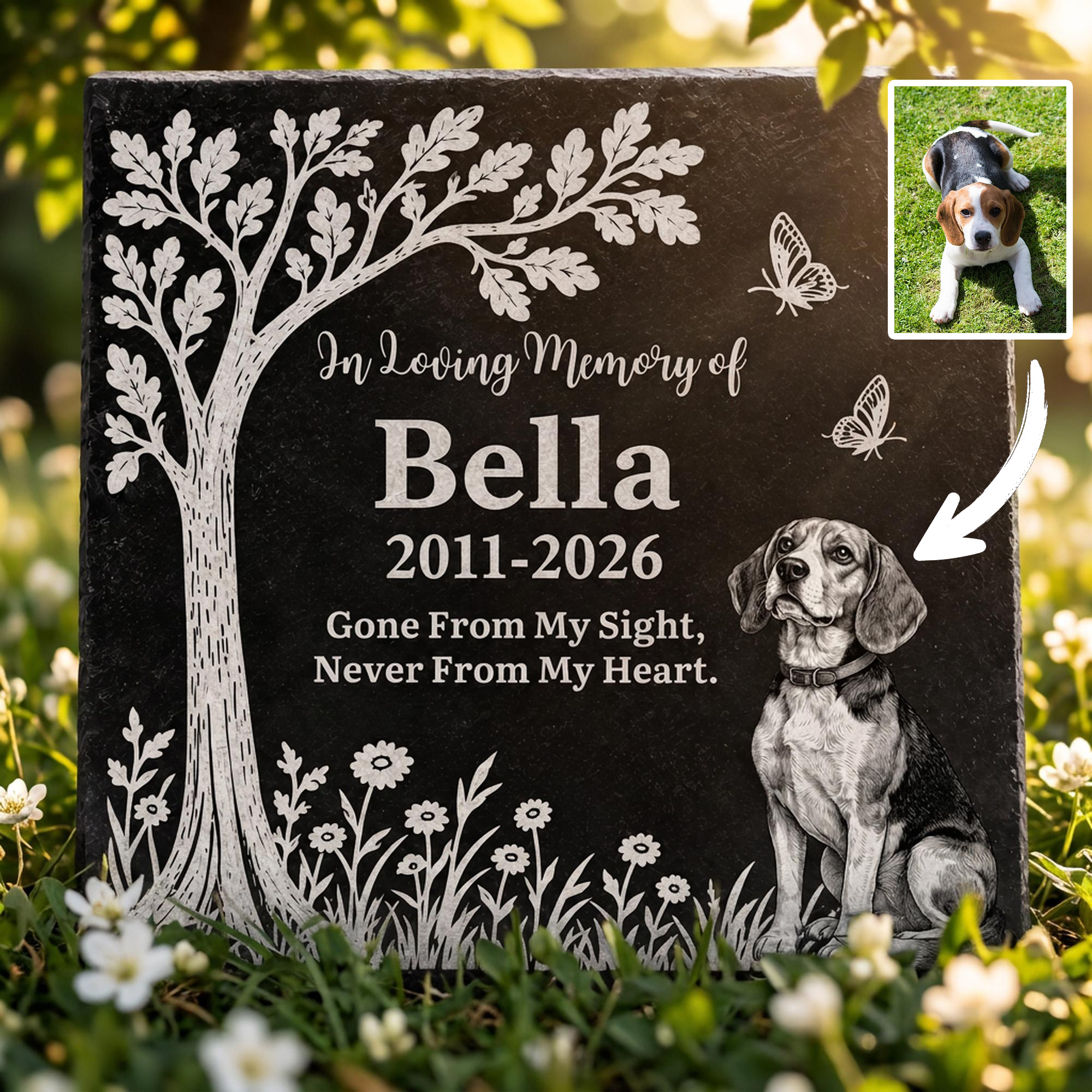 Personalised Pet Photo Acrylic Plaque Granite Garden Stone with Name and Year Memorial Sympathy Gift for Pet Owners