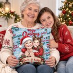 Funda de cojín mullida personalizada con motivo navideño de estilo retro y nombre; decoración para el hogar; regalo de Navidad para familiares y amigos