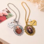 Personalized Loving Memory Heart Photo Steering Wheel Charm with Title Daily Use Memorial Day Birthday Gift for Family Friend