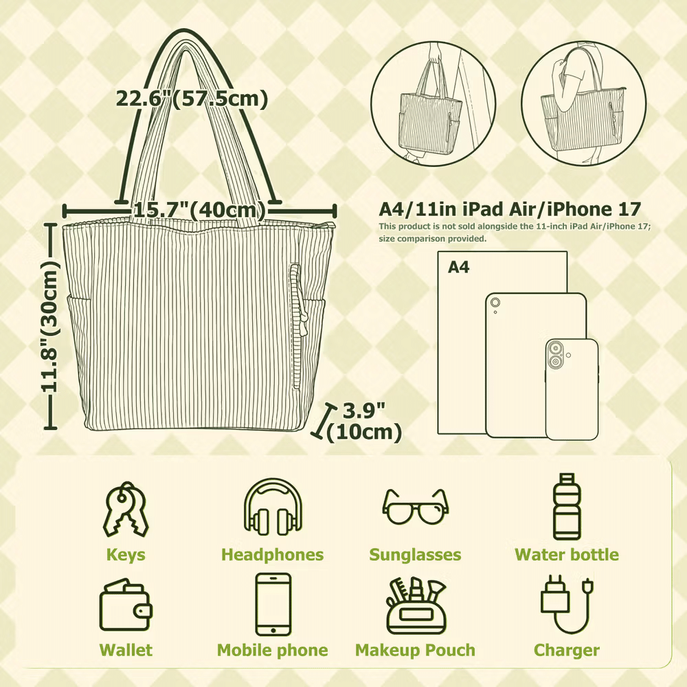 Personalized Hairdressing Theme Scissors Comb Pattern Large Capacity Corduroy Tote Bag with Name Daily Use Work Birthday Gift for Salon Worker 6