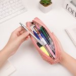 Personalised Multicolour Birth Flower Corduroy Pencil Case Pen Bag with Name Teacher's Day Birthday Back to School Gift for Colleague Teacher Student 6