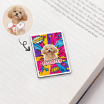 Personalized Pop Art Pet Photo Magnetic Bookmark Clip with Name Daily Use Birthday Christmas Gift for Bookworm Pet Lover