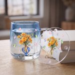 Personalised Butterfly Birth Flower 3D Heart Ornament Glass Mug with Name Mother's Day Birthday Gift for Mum Woman