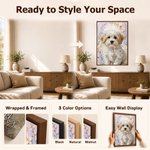 Tablesau sur toile personnalisé représentant votre animal de compagnie, réalisé dans le style d'une peinture à l'huile avec sa fleur de naissance et son nom – Décoration d'intérieur et cadeau d'anniversaire pour les propriétaires d'animaux de compagnie 11