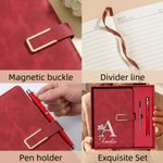 Personalised Pearl Effect Birth Flower Name PU Leather A5 Notebook with Pen and Gift Box Appreciation Birthday Gift for Teachers Colleagues