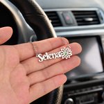 Personalized Birthstone Birth Flower Steering Wheel Charm Chain Car Accessories Birthday Gift for Family Friend Car Owner