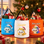 Bolso tipo cubo con luz LED, con diseño personalizado de dinosaurios y temática navideña, ideal como regalo de Navidad para niños y toda la familia