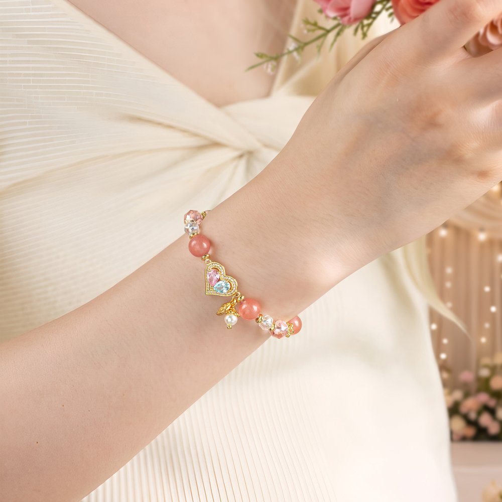 Gepersonaliseerde armband van sterlingzilver met geboortestenen en hartvormige helende kristallen, met parelhanger – Sierlijke sieraden als verjaardags- of jubileumcadeau voor moeder of echtgenote 7