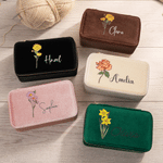 Personalised Vintage Birth Flower Knitting Crochet Notions Storage Box with Name and 12 Pouches Travel Accessory Birthday Gift for Knitting Love