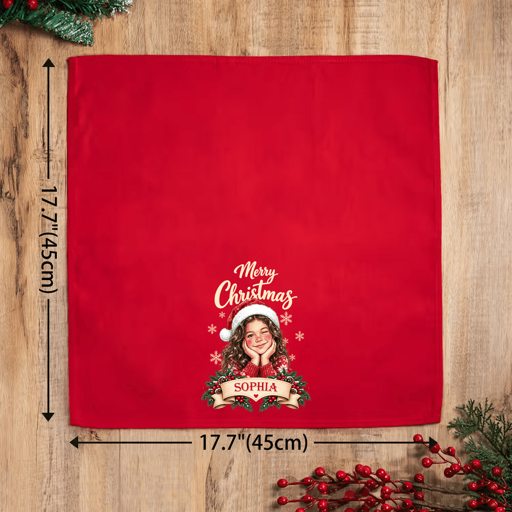 Personalised Vintage American Style Portrait 100% Cotton Red Napkin with Name Table Decor Christmas Party Gift for Family Friends 8
