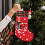 Personalised 3D-Effect Artwork Photo Snowflake Plaid Pattern Christmas Stocking with Name and Initial Christmas Gift for Family Kids Friends 3
