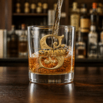 Personalised Retro Pattern 10oz Initial Whisky Glass with Name Party Birthday Gift for Whisky Lovers 3