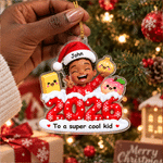 Décoration de Noël en acrylique personnalisée avec effet 3D, représentant un personnage de dessin animé, avec photo, nom, année et texte. Décoration pour sapin de Noël, cadeau de Noël pour la famille et les amis