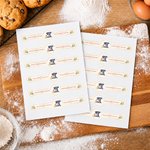 Personalized Watercolor Baking Theme Floral Long Horizontal Wrap Sticker with Text Christmas Holiday Anniversary Gift for Baking Lovers Home Bakers 3