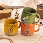 Personalized The Song Inside My Heart Guitar Cartoon Character 12 oz Ceramic Mug with Name and Title Daily Use Birthday Gift for Guitar Lover