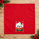 Personalised Cute 100% Cotton Cartoon Squishy Dumpling Christmas Napkin with Name and Year Dinner Table Decor Christmas Gift for Family Friends
