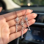 Personalized Birthstone Birth Flower Name Steering Wheel Charm Car Decor Birthday Gift for New Drivers Car Owners