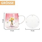 Personalisierter Trinkglasbecher mit 3D-Glasherz | mit Geburtsblume & Namen | mit Schmetterling | Muttertags- & Geburtstagsgeschenk für Mama & Frauen
