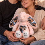 Personalized Cute Bunny Ear Photo Plush Toy with Text Daily Use Birthday Christmas Gift for Couple Kid Friend