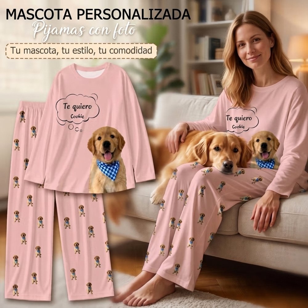 Conjunto de pijama personalizado suave de manga larga con foto de mascota y nombre regalo de cumpleaños para amantes de mascotas y niños 7