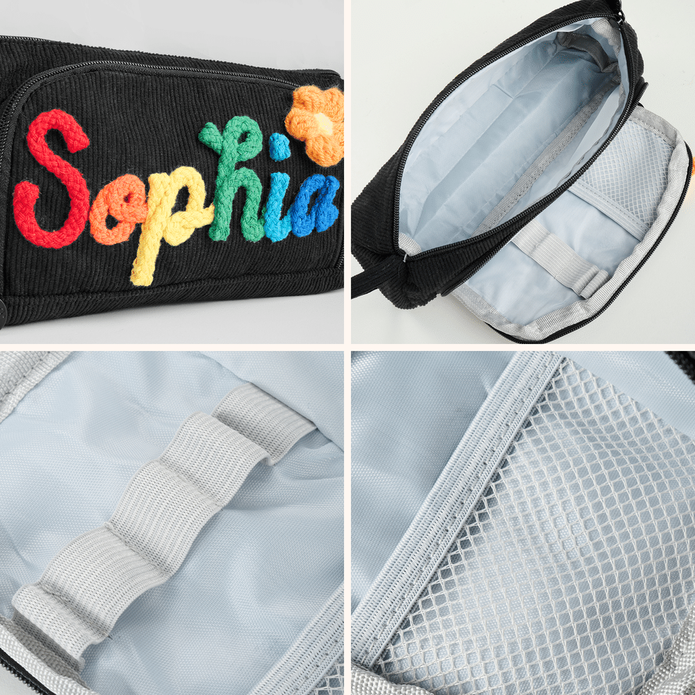 Personalised Multicolour Flannel Large Capacity Crochet Hook Organiser with Name Birthday Christmas Mother's Day Gift for Grandmother Crochet Enthusiasts 5