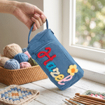 Personalised Multicolour Flannel Large Capacity Crochet Hook Organiser with Name Birthday Christmas Mother's Day Gift for Grandmother Crochet Enthusiasts 6
