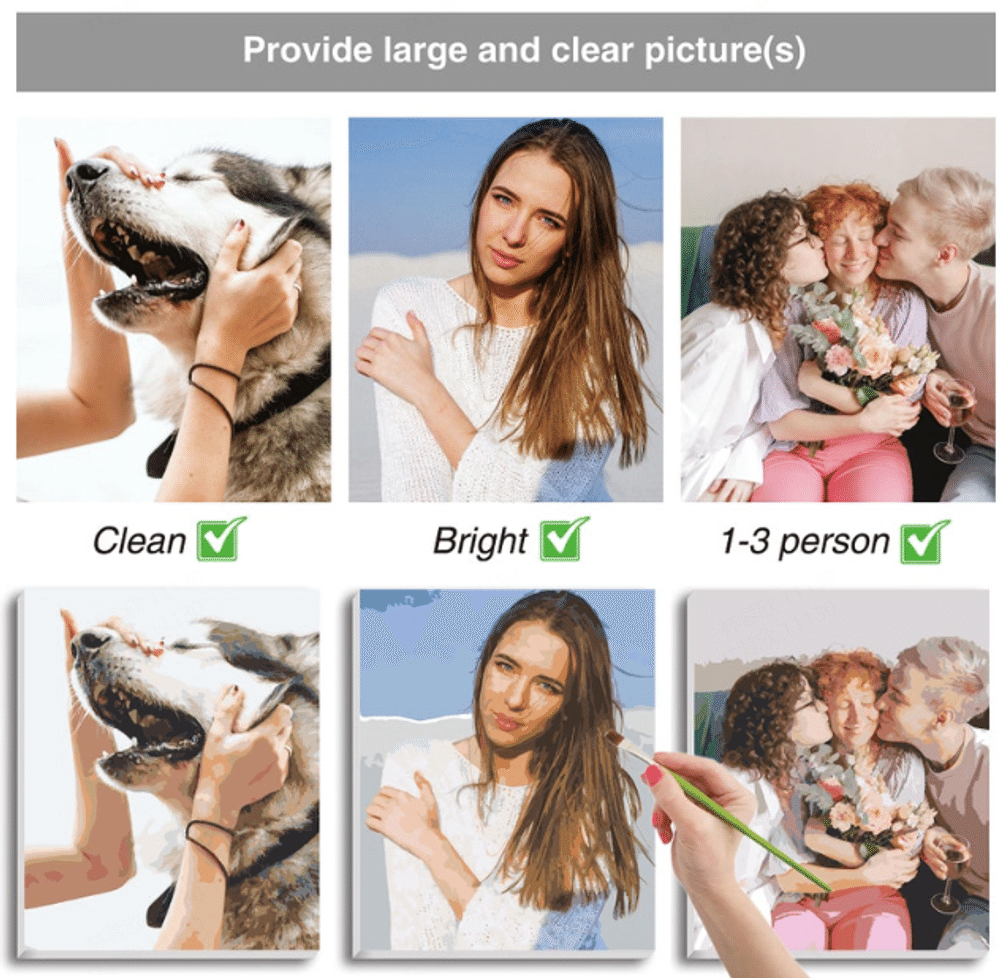 Personalised DIY Portrait Pet Photo Canvas Painting Home Decor Art Birthday Christmas Anniversary Gift for Friends Pet Lovers 10