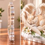 Personalized 3D-Effect Artwork Rabbit Photo Angel Wings Floral Clear Acrylic Plaque with Name Memorial Gift for Pet Rabbit Owners 7