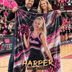 Coperta morbida personalizzata con foto in stile pittura a olio, con nome e testo: regalo di compleanno a tema stagionale per cheerleader e allenatori