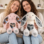 Personalized Cute Bunny Ear Photo Plush Toy with Text Daily Use Birthday Christmas Gift for Couple Kid Friend
