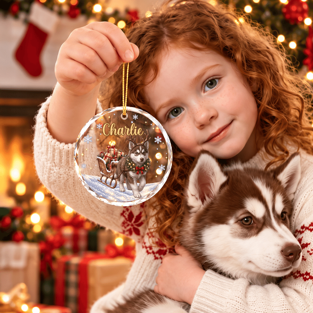 Decorazione natalizia in vetro personalizzata con foto del proprio animale domestico dipinta ad acquerello e nome, decorazione per l'albero di Natale: regalo di Natale e Capodanno per i proprietari di animali domestici e gli amanti degli animali 4