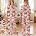 Conjunto de pijama personalizado con retrato de mascota y bastón de caramelo de Papá Noel, con foto incluida: regalo de Navidad para mujeres que tienen mascotas 1