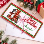 Personalized Christmas Elements Initial Money Holder Card Wallet with Name Year and Envelope Christmas Party Gift for Family Kids
