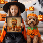 Gepersonaliseerde canvasafdrukken met foto’s van pompoenspookjes en heksen – Halloween- en verjaardagscadeau voor eigenaren en liefhebbers van huisdieren