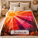 Couverture légère personnalisée « Sunlight Rainbow Flower » avec prénom – Décoration d'intérieur – Cadeau d'anniversaire ou de mariage pour la famille ou un ami
