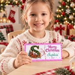 Personalized Christmas Elements Initial Money Holder Card Wallet with Name Year and Envelope Christmas Party Gift for Family Kids
