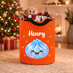 Personalised Multicolour Cute Christmas Glittering Dumpling LED Light Bucket Bag with Name Christmas Party Gift for Kids