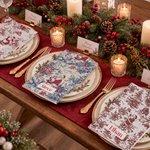 Personalised Retro Style Christmas Theme 100% Cotton Napkin with Name Table Decor Christmas Gift for Family Friend