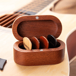 Personalised Guitar Pattern Wooden Guitar Pick and Magnetic Storage Case with Engraved Name Music Accessories Birthday Gift for Guitar Player