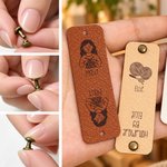 Personalised Retro Icon Handmade PU Leather Tag with Name and Text Handicrafts Shop Sewing Gift for Sewing Lovers 9
