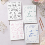 Personalised Bow Cake Flower Future Planning Mrs Hardcover Journal Notebooks with Name and Date Wedding Engagement  Bridal Shower Gift for Bride 3
