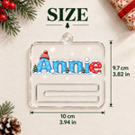 Colgante personalizado de acrílico para pinza de billetes con motivo navideño de muñeco de nieve y copos de nieve, con nombre; regalo de Navidad para la familia 7