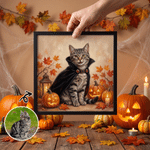 Gepersonaliseerde canvasafdrukken met foto’s van pompoenspookjes en heksen – Halloween- en verjaardagscadeau voor eigenaren en liefhebbers van huisdieren