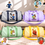 Personalized 3D-Effect Artwork Photo Striped Large Capacity Travel Bag with Name Number and Shoulder Strap Daily Use Birthday Gift for Sports Lovers 1