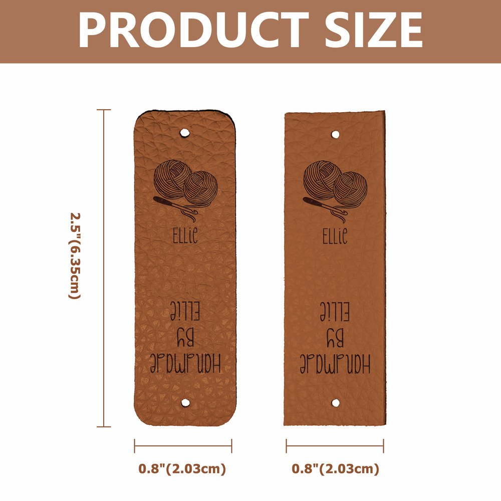 Personalised Retro Icon Handmade PU Leather Tag with Name and Text Handicrafts Shop Sewing Gift for Sewing Lovers 10