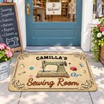 Alfombrilla antideslizante personalizada con motivo de costura y texto: decoración para el hogar, regalo de cumpleaños o de inauguración de casa para familiares y amigos