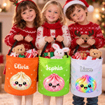 Personalised Multicolour Cute Christmas Glittering Dumpling LED Light Bucket Bag with Name Christmas Party Gift for Kids