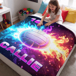 Personalised Sports Pattern Warm Cosy Softs Throw Blanket with Name Bedroom Decor Travel Use Birthday Christmas Gift for Sports Lovers Kids 5