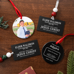 Personalisiertes, minimalistisches Keramik-Ornament im LDS-Missionars-Design mit Namen, Jahr und Text – Weihnachtsgeschenk für Missionare und Mitglieder der Kirche